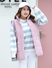 Fashion Pink Pure Color Decorated Thicken Vest