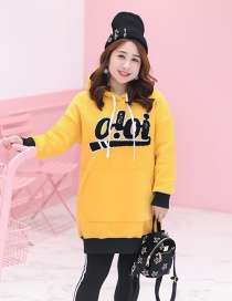 Trendy Yellow Letter Pattern Decorated Thicken Hoodie