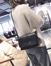 Fashion Black Pure Color Decorated Square Shape Shoulder Bag