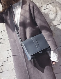 Fashion Gray Pure Color Decorated Square Shape Shoulder Bag