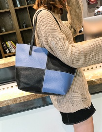Fashion Blue+black Color Matching Decorated Handbag(4pcs)