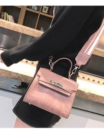 Fashion Pink Buckle Decorated Pure Color Shoulder Bag