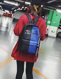 Fashion Dark Blue Letter Pattern Decorated Backpack