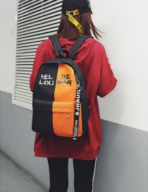 Fashion Orange Letter Pattern Decorated Backpack