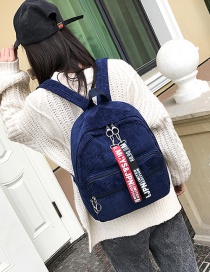 Fashion Dark Blue Ribbons Decorated Simple Backpack