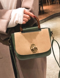 Fashion Green Buckle Decorated Square Shape Handbag