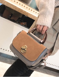 Fashion Gray Buckle Decorated Square Shape Handbag