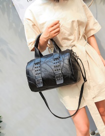 Fashion Black Rivet Pattern Decorated Pure Color Shoulder Bag