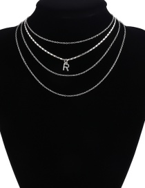 Fashion Silver Color Letter R Shape Decorated Necklace