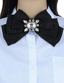 Elegant Black Bowknot Shape Decorated Brooch