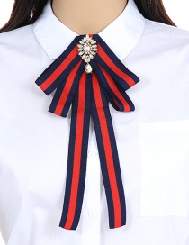 Elegant Red+navy Color-matching Decorated Bowknot Brooch