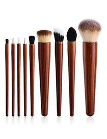 Fashion Brown Color-matching Decorated Brushes (9pcs)