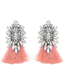 Bohemia Pink Geometric Shape Diamond Decorated Earrings