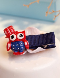 Fashion Red+navy Owl Shape Decorated Hair Clip