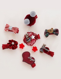 Fashion Red Heart&flower Shape Decorated Hair Clip (9 Pcs )