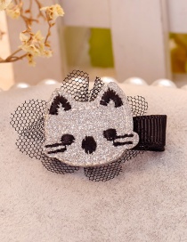 Cute Silver Color Cat Shape Decorated Hair Clip
