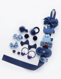 Fashion Blue Bowknot Shape Decorated Hair Clip(18pcs)