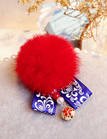 Fashion Red Fuzzy Ball Decorated Pom Hair Clip