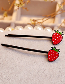 Lovely Red Cartoon Strawberry Decorated Hair Clip(1pair)
