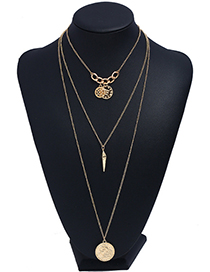 Fashion Gold Color Flower Pendant Decorated Multi-layer Necklace