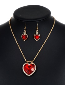 Lovely Red Heart Shape Decorated Jewelry Sets