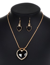 Lovely Black Heart Shape Decorated Jewelry Sets