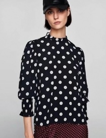 Fashion Black Dot Shape Decorated Blouse