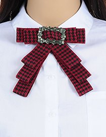 Fashion Red+black Square Shape Decorated Bowknot Brooch