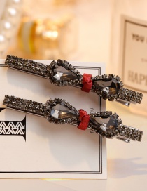 Lovely Calret Red Diamond Decorated Bowknot Shape Hair Clip(2pcs)
