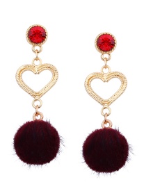 Fashion Red Pom Ball Decorated Earrings