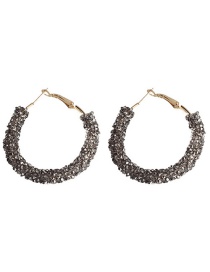 Trendy Gray Circular Ring Decorated Earrings