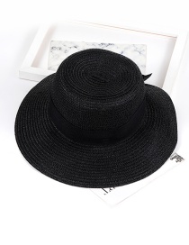 Trendy Black Bowknot Decorated Pure Color Sun Hat