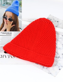 Trendy Red Pure Color Decorated Knitting Cap