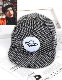 Fashion Black Spacecraft Shape Decorated Hat