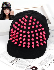 Fashion Pink Rivet Decorated Hat