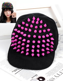 Fashion Plum-red Rivet Decorated Hat