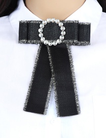 Fashion Black Circular Ring Decorated Bowknot Brooch