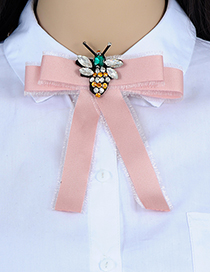 Trendy Pink Bee Shape Decorated Bowknot Brooch