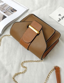 Fashion Dark Brown Belt Buckle Decorated Bag