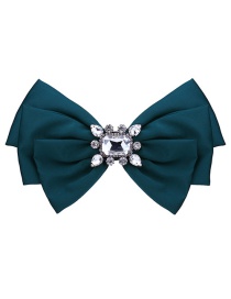 Elegant Green Square Shape Decorated Bowknot Brooch