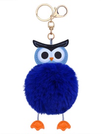 Fashion Blue Owl Shape Decorated Keychain