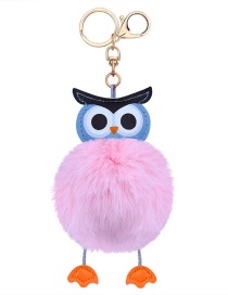Fashion Pink Owl Shape Decorated Keychain