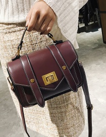 Fashion Claret-red Belt Buckle Shape Decorated Bag