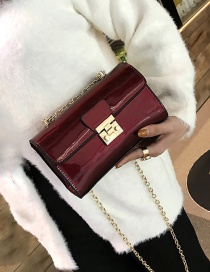 Fashion Claret-red Belt Buckle Decorated Bag
