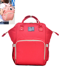 Fashion Red Pure Color Decorated Backpack