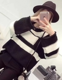 Fashion Black Color-matching Decorated Sweater