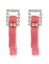 Elegant Pink Square Shape Decorated Earrings