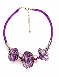 Exaggerated Purple Color-matching Decorated Necklace