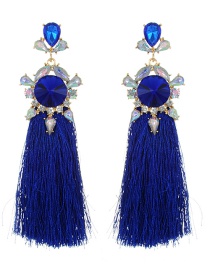 Bohemia Sapphire Blue Round Shape Decorated Earrings