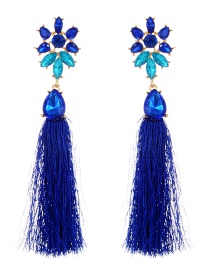 Fashion Sapphire Blue Flower Shape Decorated Earrings